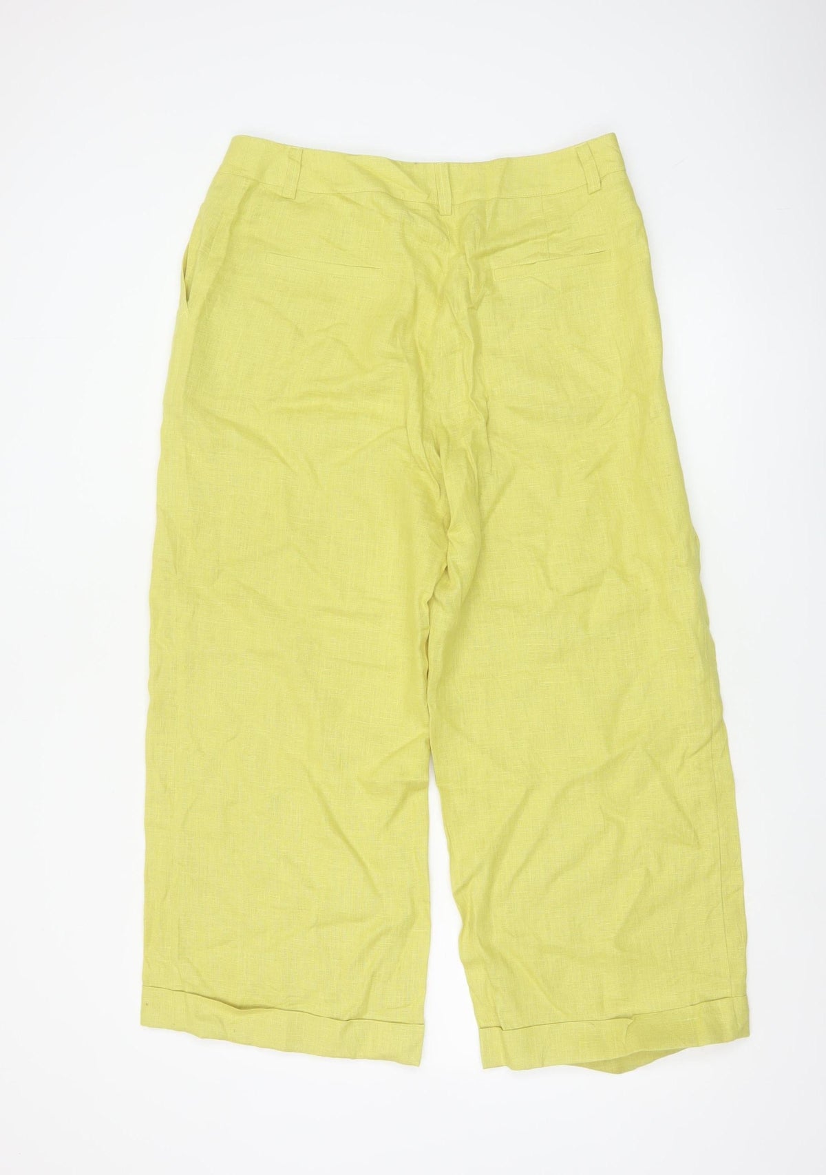 Minigalista Women Yellow 2XL Linen Cropped Straight Trousers