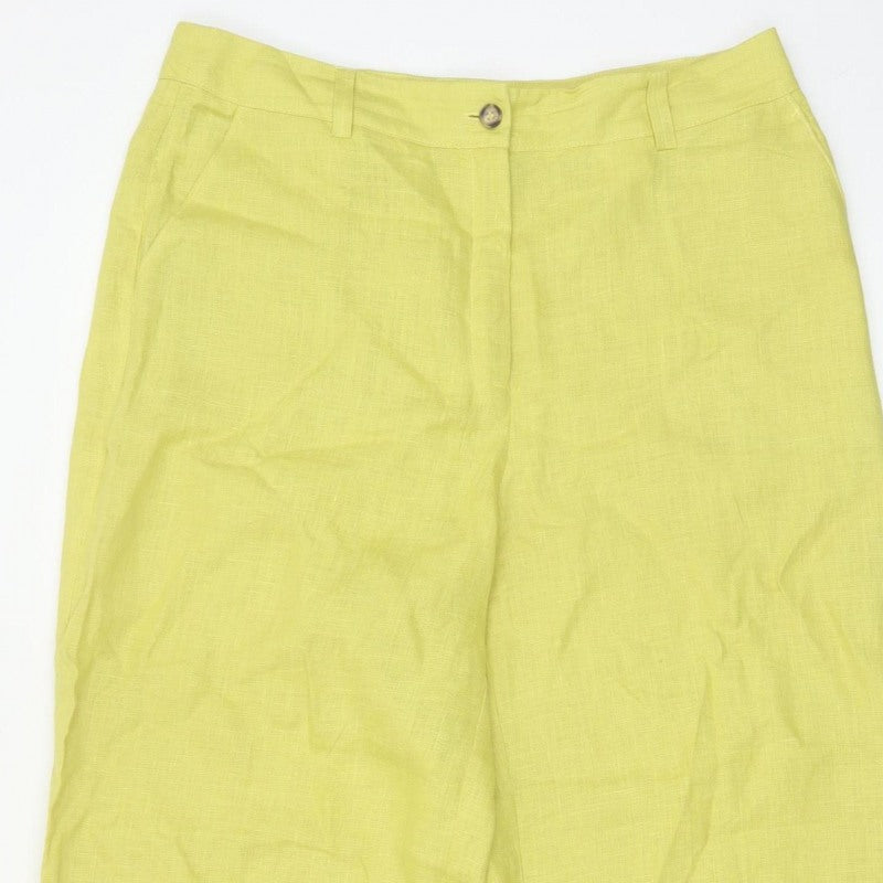 Minigalista Women Yellow 2XL Linen Cropped Straight Trousers