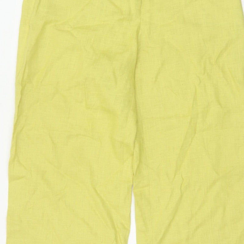 Minigalista Women Yellow 2XL Linen Cropped Straight Trousers