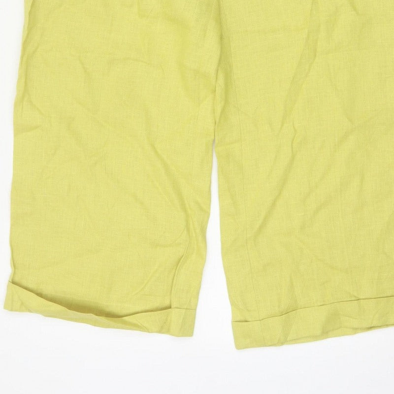 Minigalista Women Yellow 2XL Linen Cropped Straight Trousers
