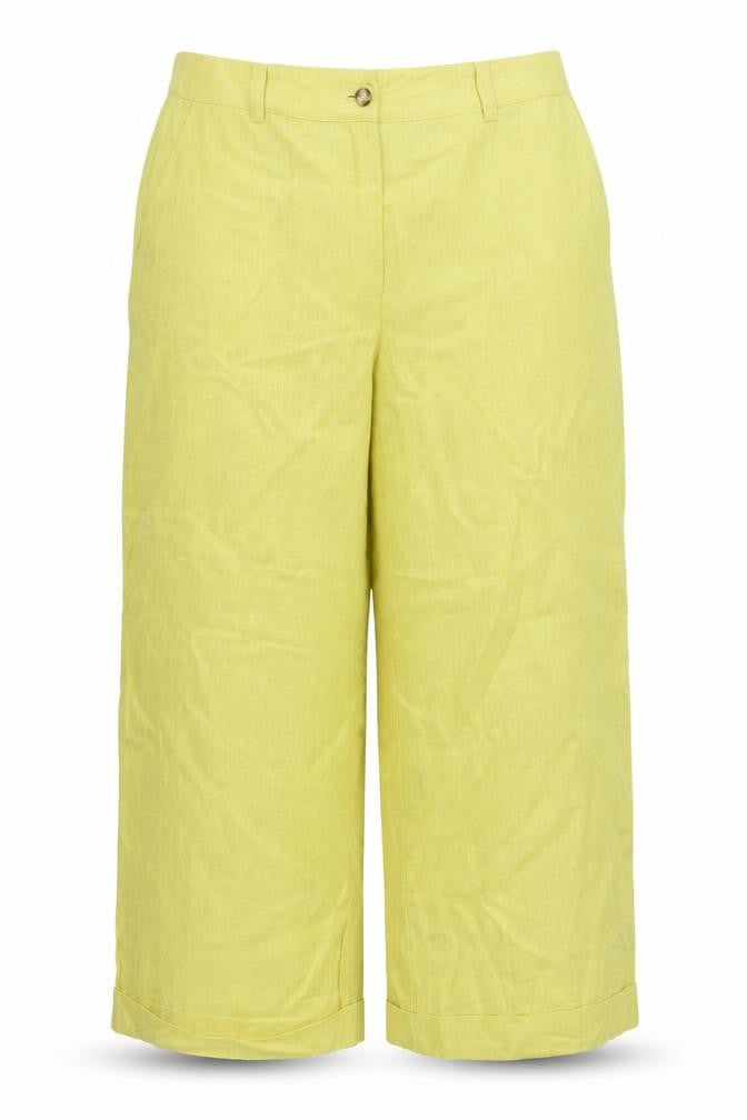 Minigalista Women Yellow 2XL Linen Cropped Straight Trousers
