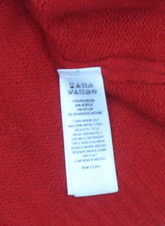 Cupcakes and Cashmere Women Red L Cat Embroidered Cashmere Jumper