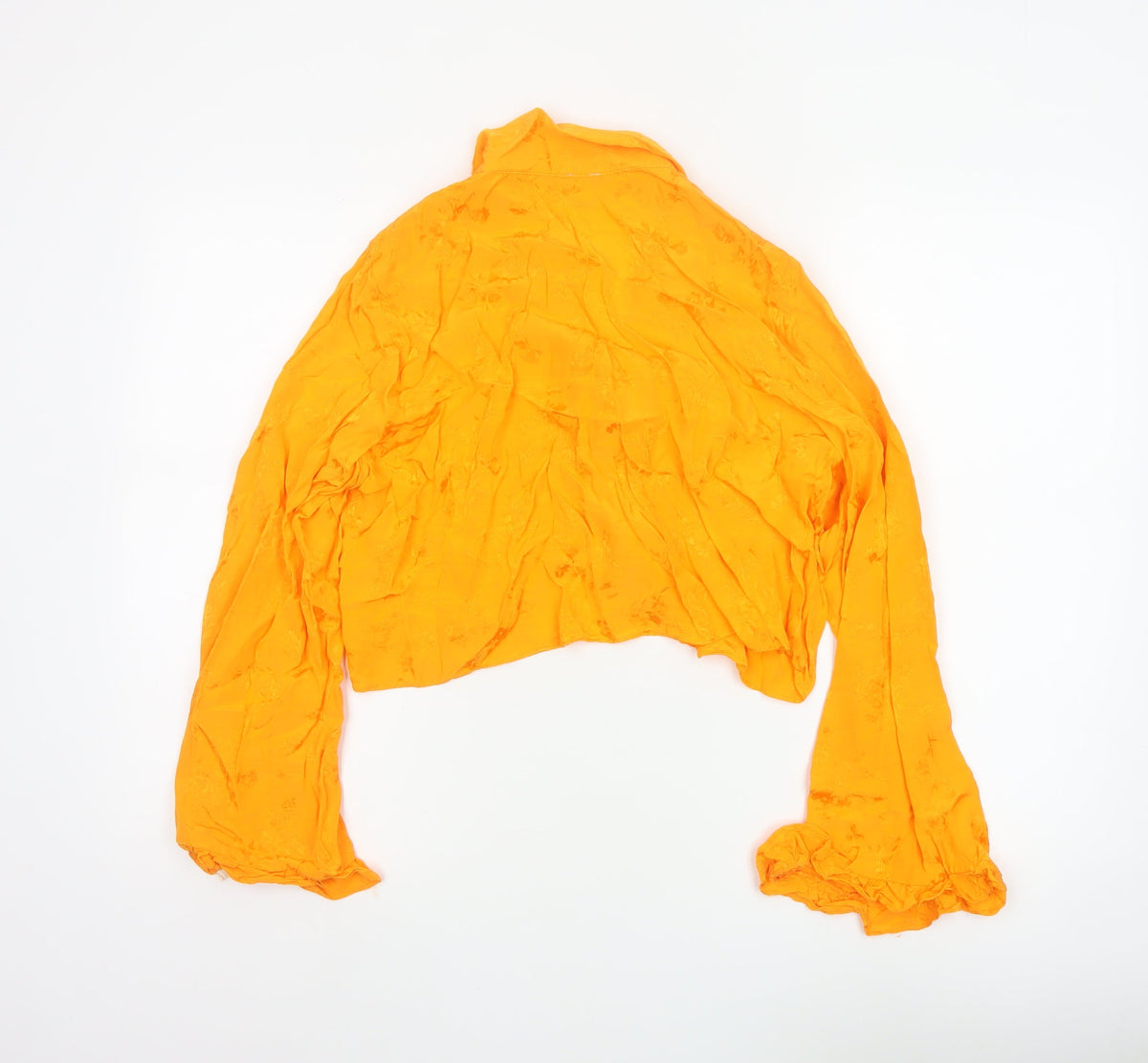 River Island Women Orange UK 14 Ruffle Bell Sleeve Floral Blouse