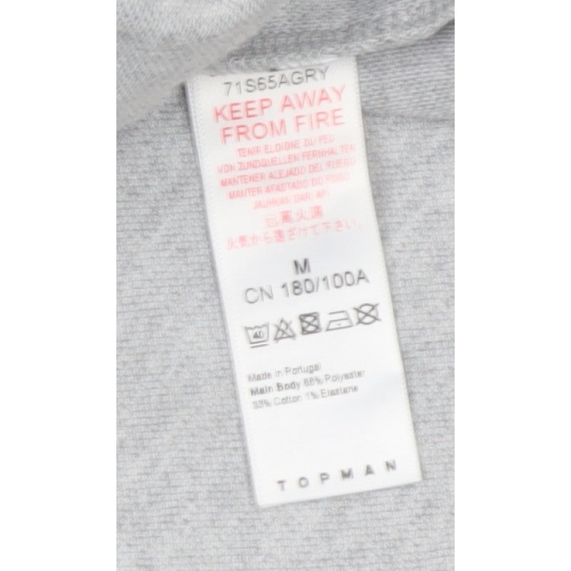 Topman Men Grey Pinstripe Quarter Zip Mock Neck Sweatshirt M