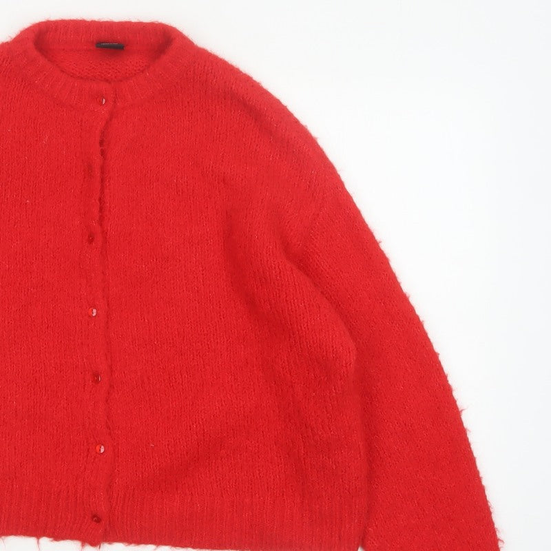 Urban Outfitters Women Red M Button Knit Wool Blend Cardigan