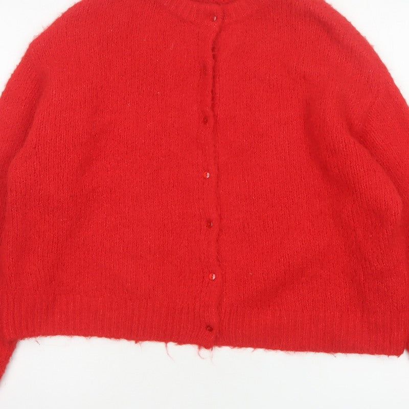 Urban Outfitters Women Red M Button Knit Wool Blend Cardigan