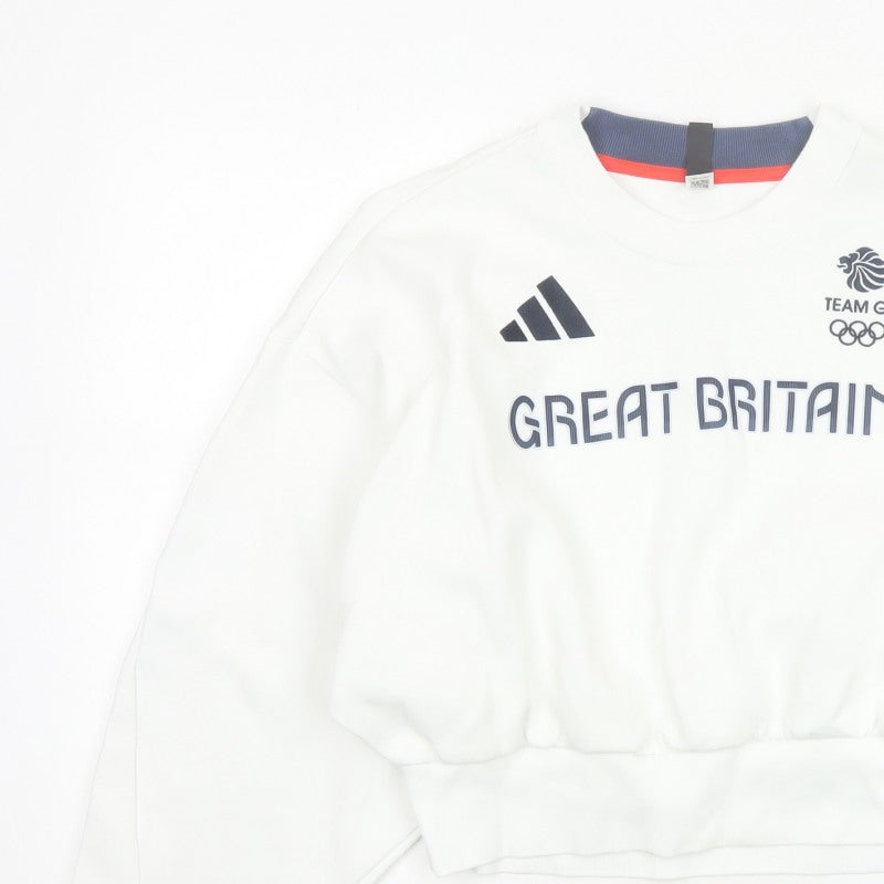 Adidas Team GB Women’s White S Pullover Olympic Logo Sweatshirt