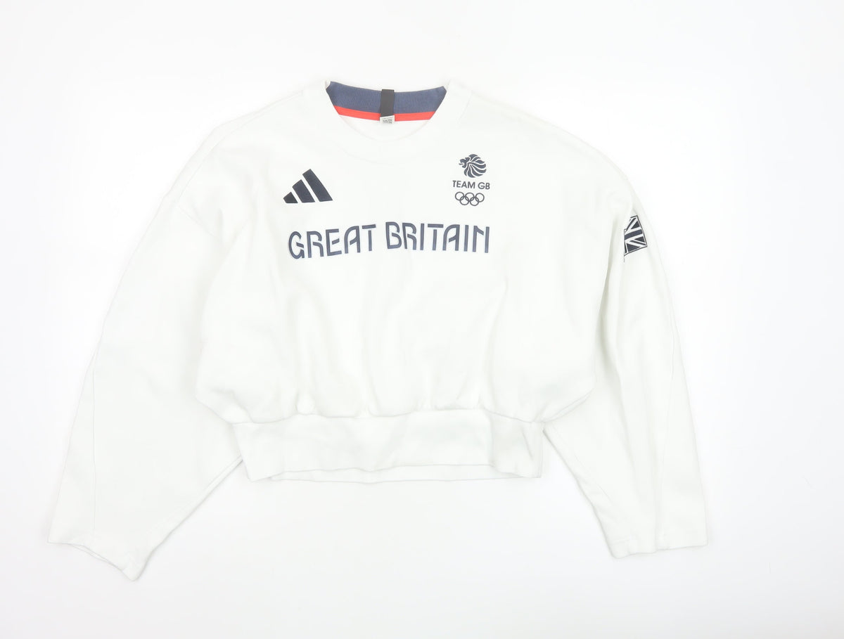 Adidas Team GB Women’s White S Pullover Olympic Logo Sweatshirt