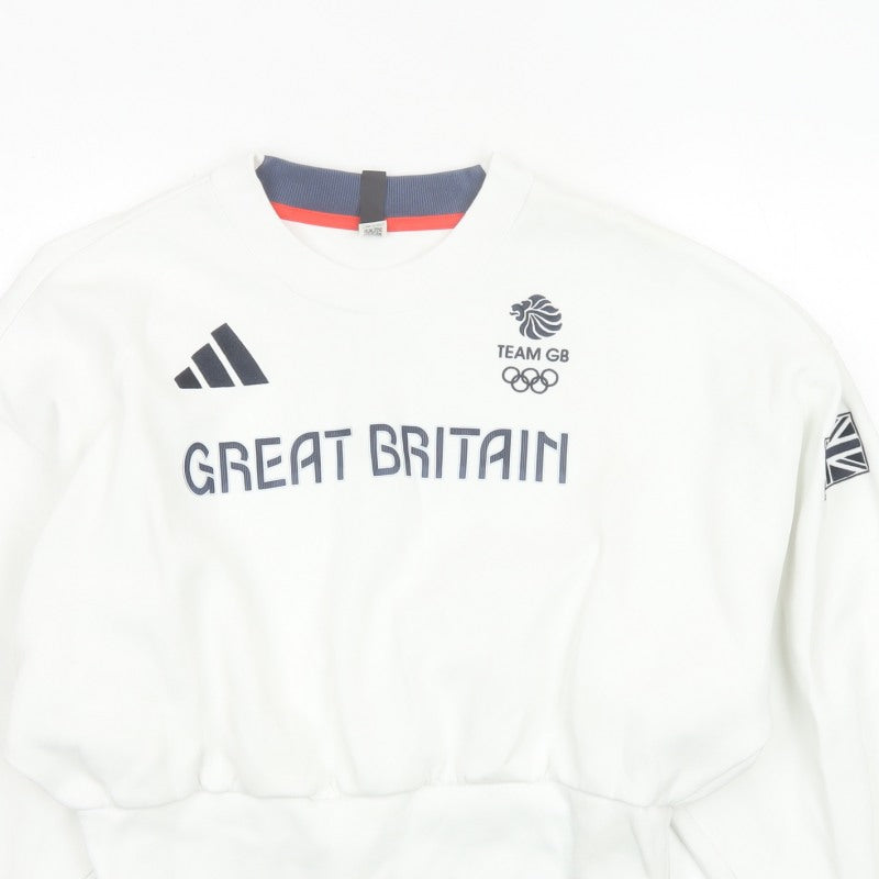 Adidas Team GB Women’s White S Pullover Olympic Logo Sweatshirt