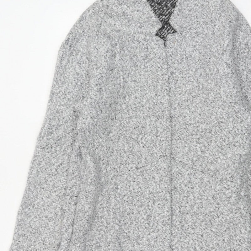 Marks & Spencer Women Grey UK 10 Long Open Bouclé Coatigan Pockets