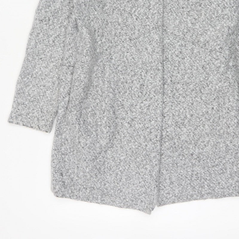 Marks & Spencer Women Grey UK 10 Long Open Bouclé Coatigan Pockets
