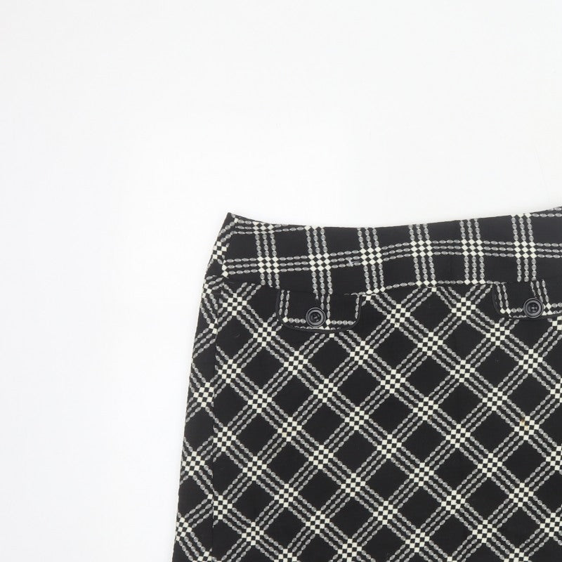 Marks & Spencer Women Black White Check A-Line Mini Skirt UK 12