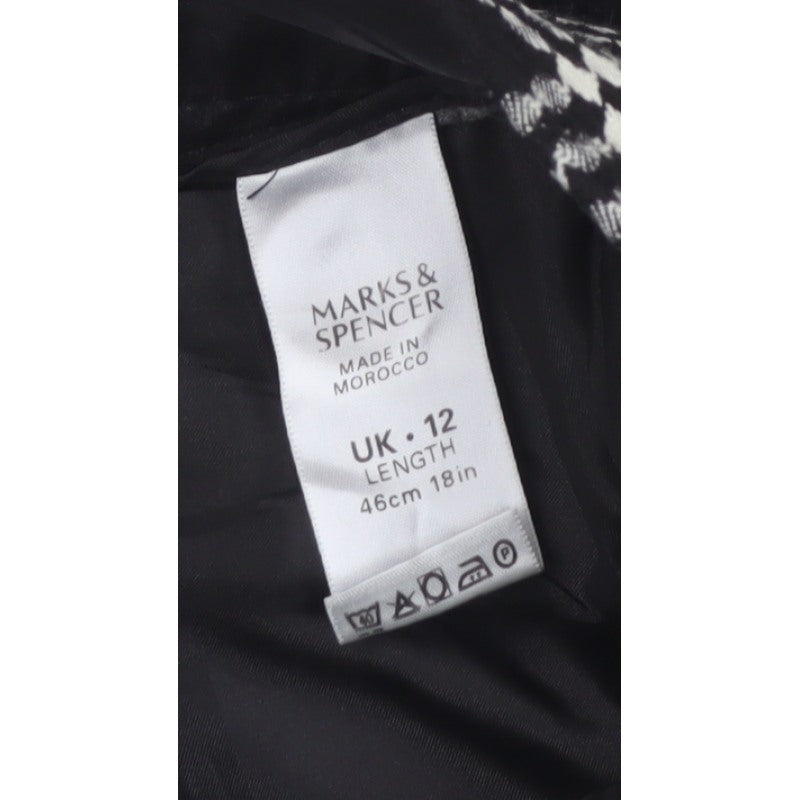 Marks & Spencer Women Black White Check A-Line Mini Skirt UK 12