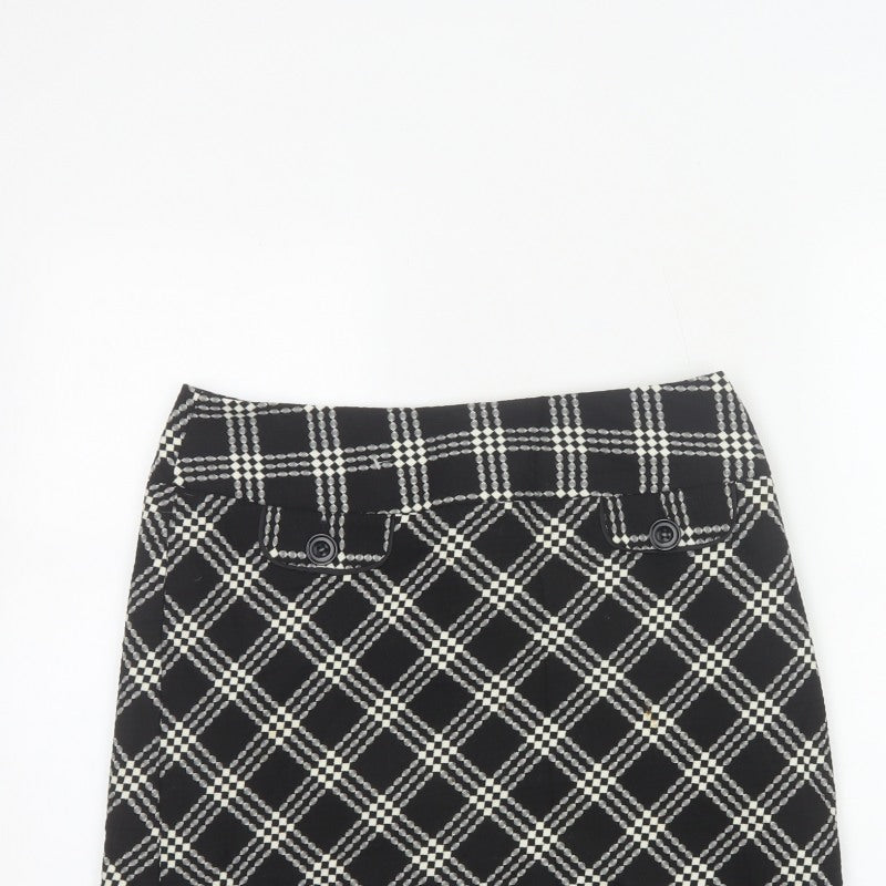 Marks & Spencer Women Black White Check A-Line Mini Skirt UK 12