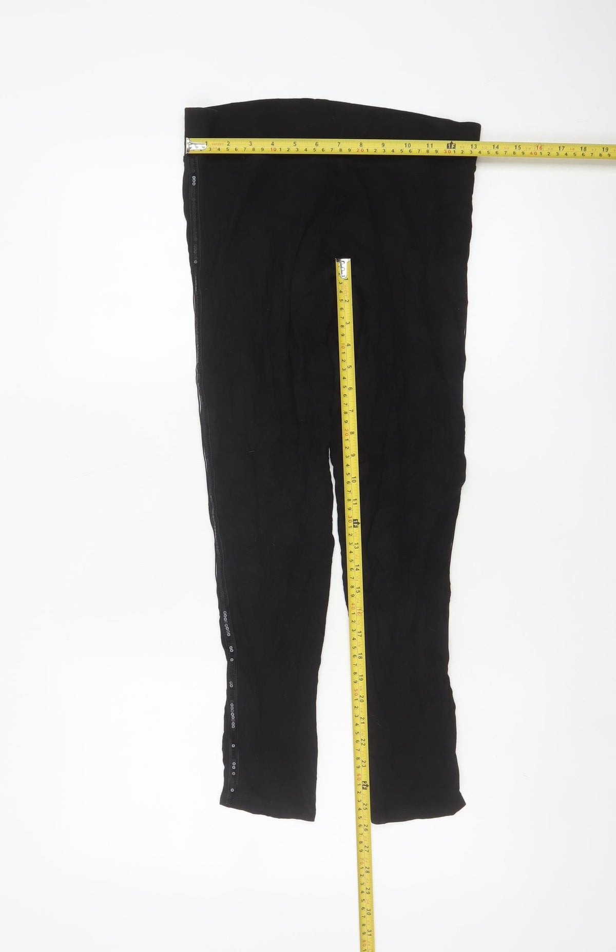 Marks and Spencer Women’s Black UK 12 Stretch Sequin Side Leggings