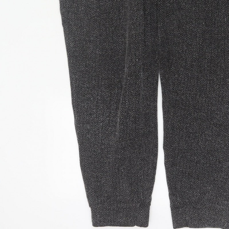 Next Women’s Grey Herringbone Drawstring Tapered Jogger Trousers UK 20R