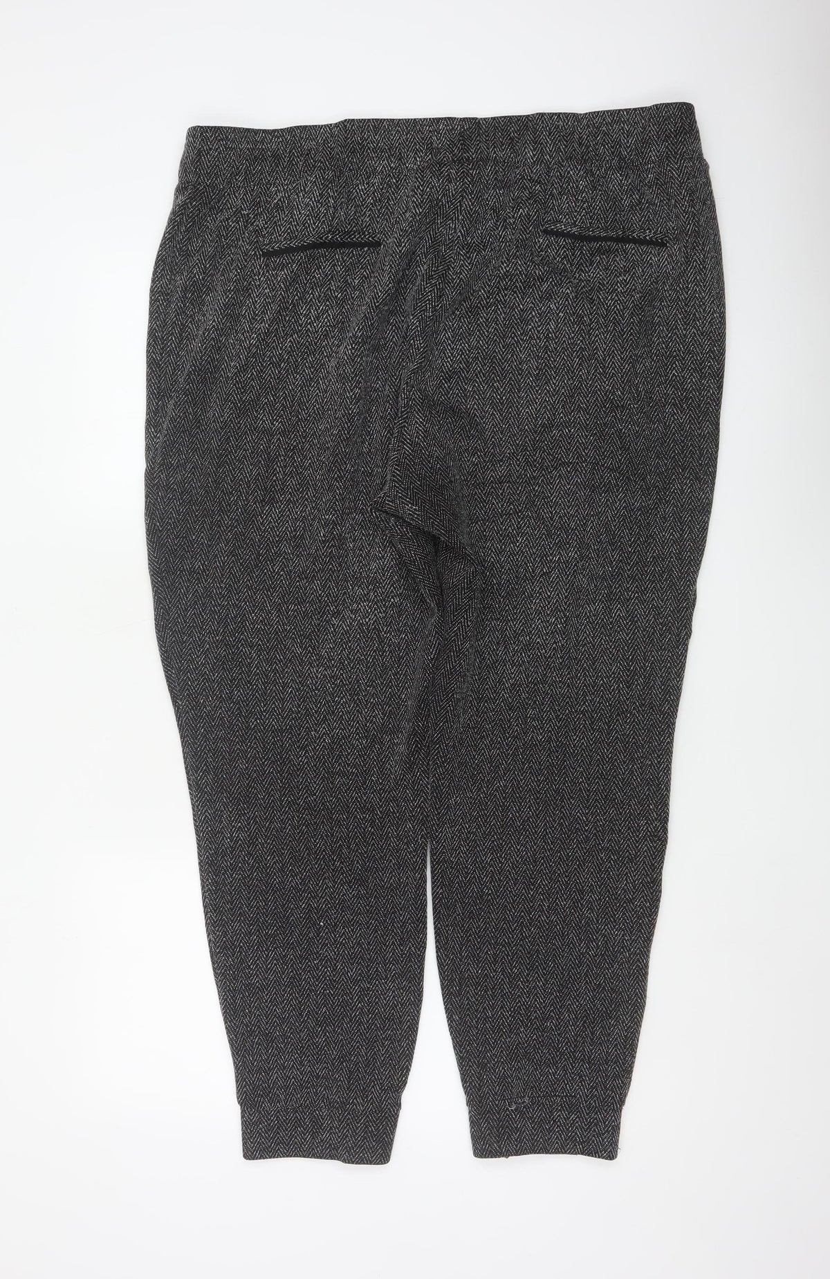 Next Women’s Grey Herringbone Drawstring Tapered Jogger Trousers UK 20R