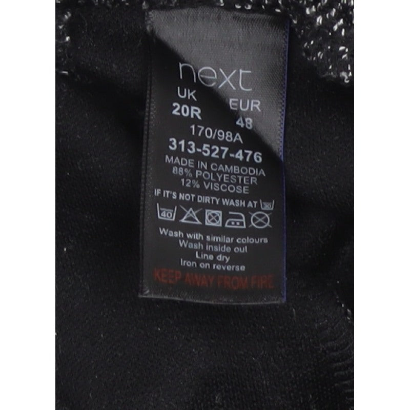 Next Women’s Grey Herringbone Drawstring Tapered Jogger Trousers UK 20R
