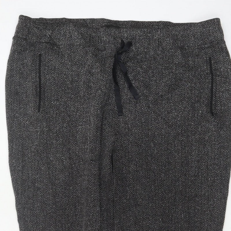 Next Women’s Grey Herringbone Drawstring Tapered Jogger Trousers UK 20R