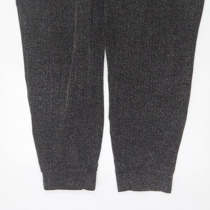Next Women’s Grey Herringbone Drawstring Tapered Jogger Trousers UK 20R