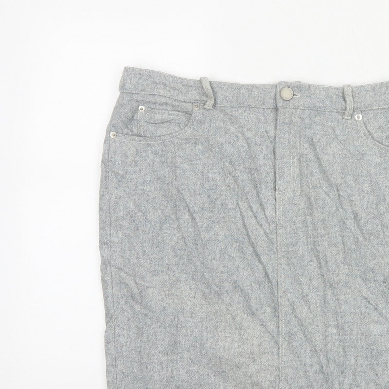 Mint Velvet Women Grey UK 14 Herringbone Pencil Knee Skirt