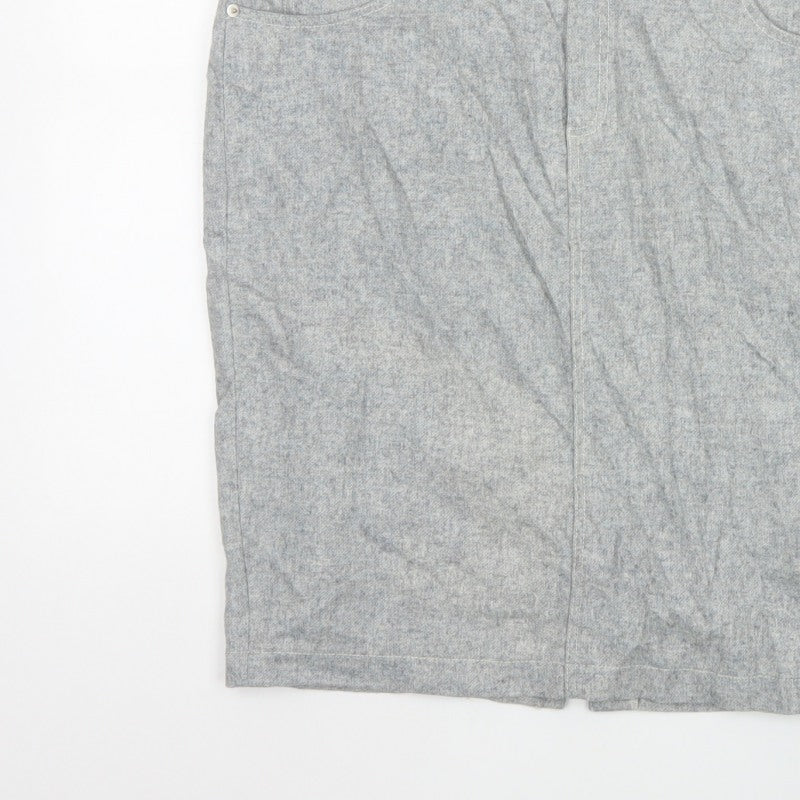 Mint Velvet Women Grey UK 14 Herringbone Pencil Knee Skirt