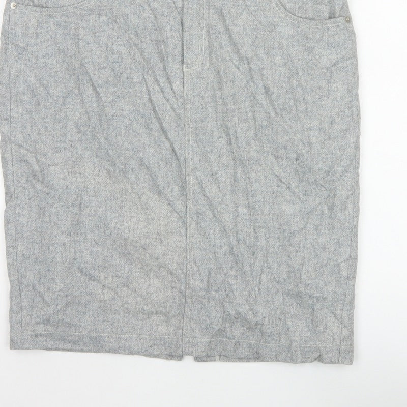 Mint Velvet Women Grey UK 14 Herringbone Pencil Knee Skirt
