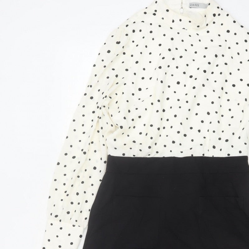 Oasis Women Multicoloured UK 10 Polka Dot Pencil Dress Long Sleeve