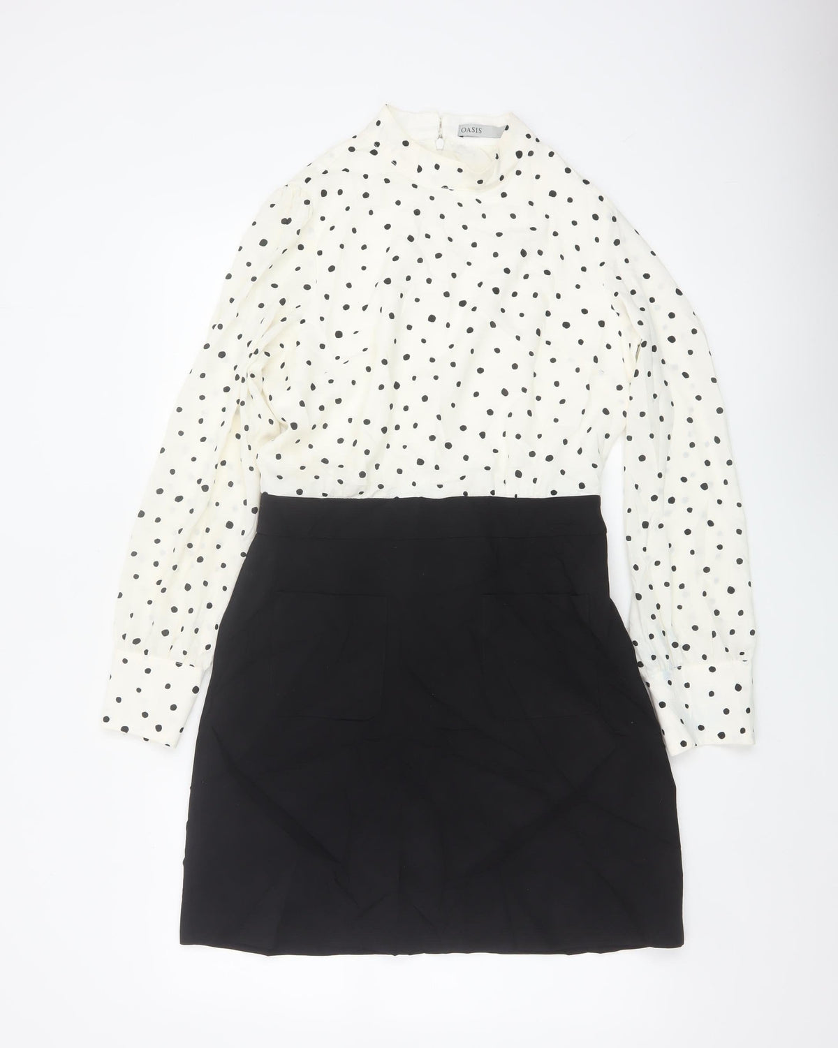 Oasis Women Multicoloured UK 10 Polka Dot Pencil Dress Long Sleeve