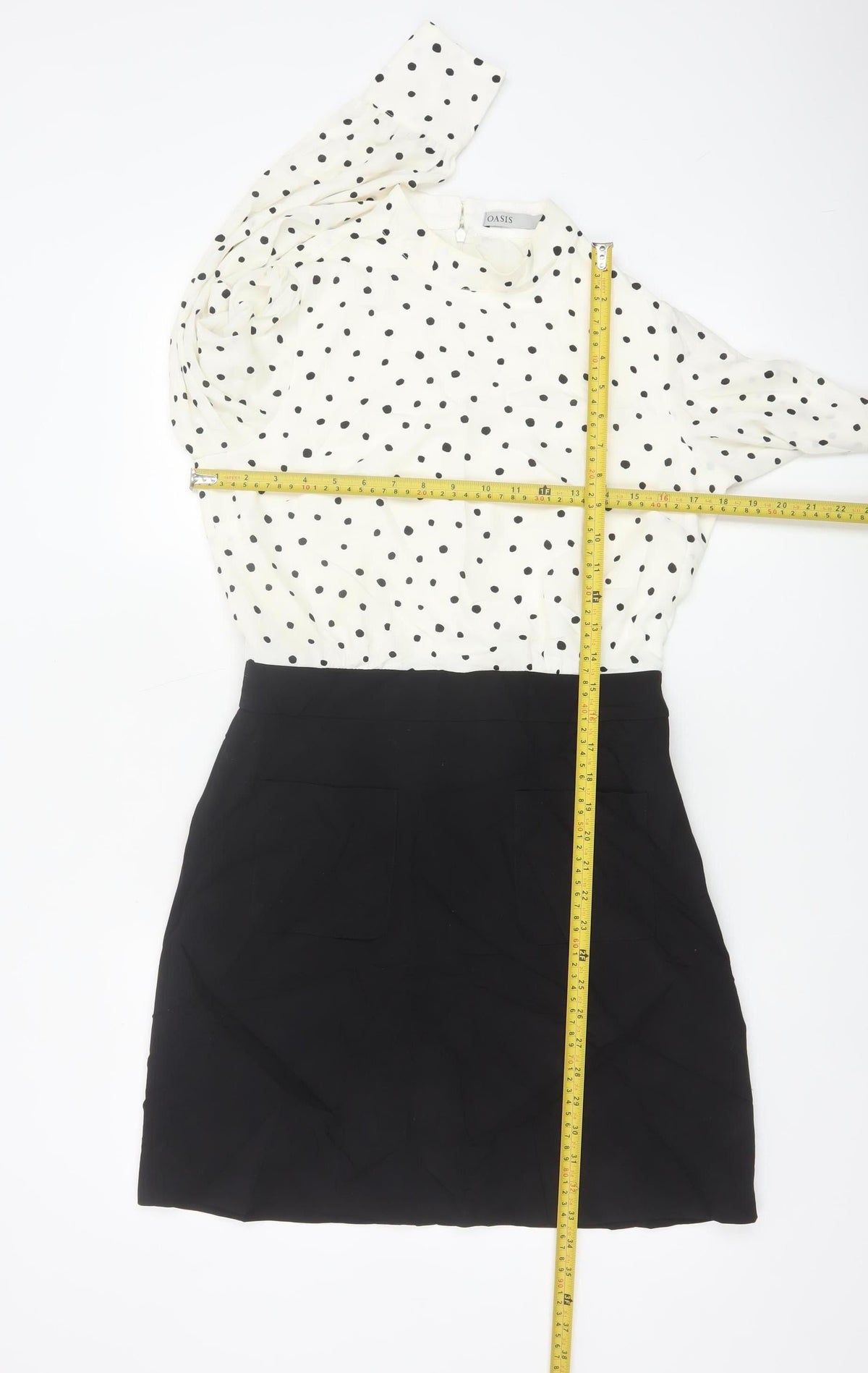 Oasis Women Multicoloured UK 10 Polka Dot Pencil Dress Long Sleeve