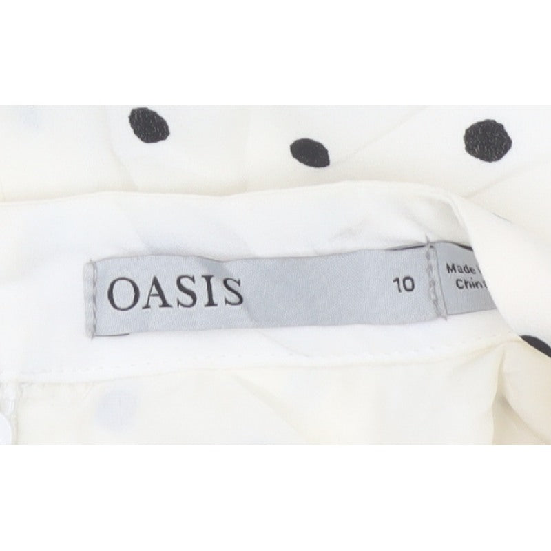 Oasis Women Multicoloured UK 10 Polka Dot Pencil Dress Long Sleeve