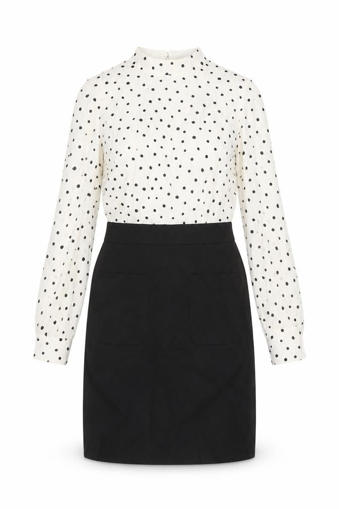 Oasis Women Multicoloured UK 10 Polka Dot Pencil Dress Long Sleeve