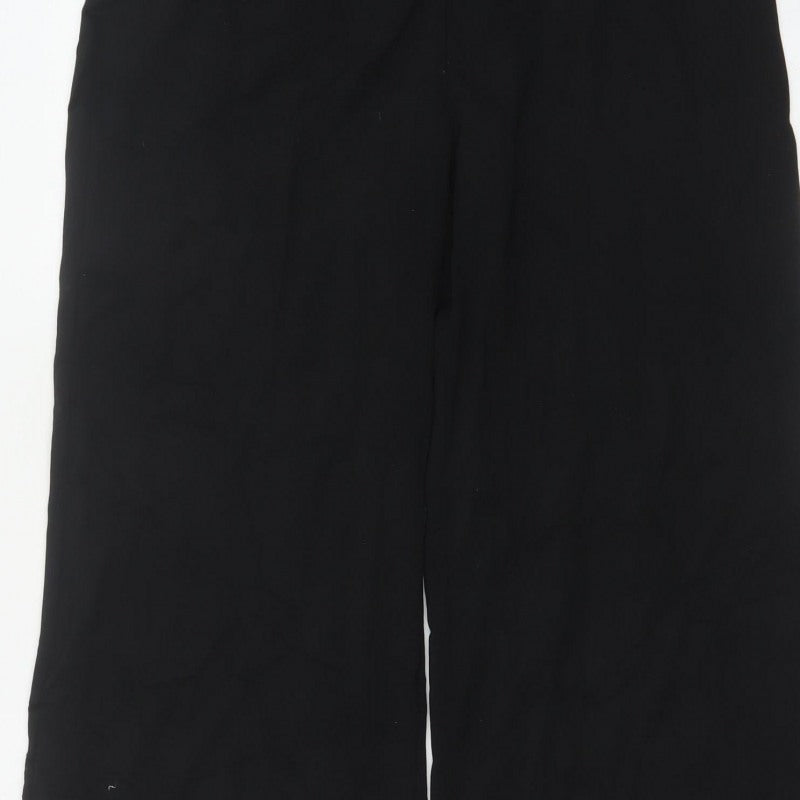 Marks & Spencer Women Black Size 16 High Rise Wide Leg Trousers