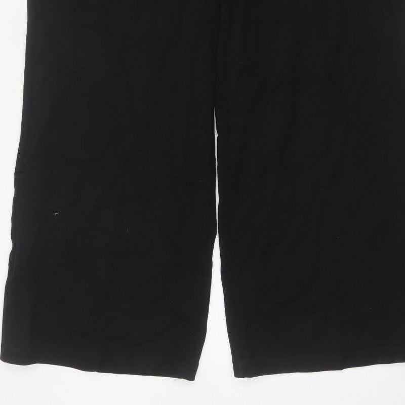Marks & Spencer Women Black Size 16 High Rise Wide Leg Trousers