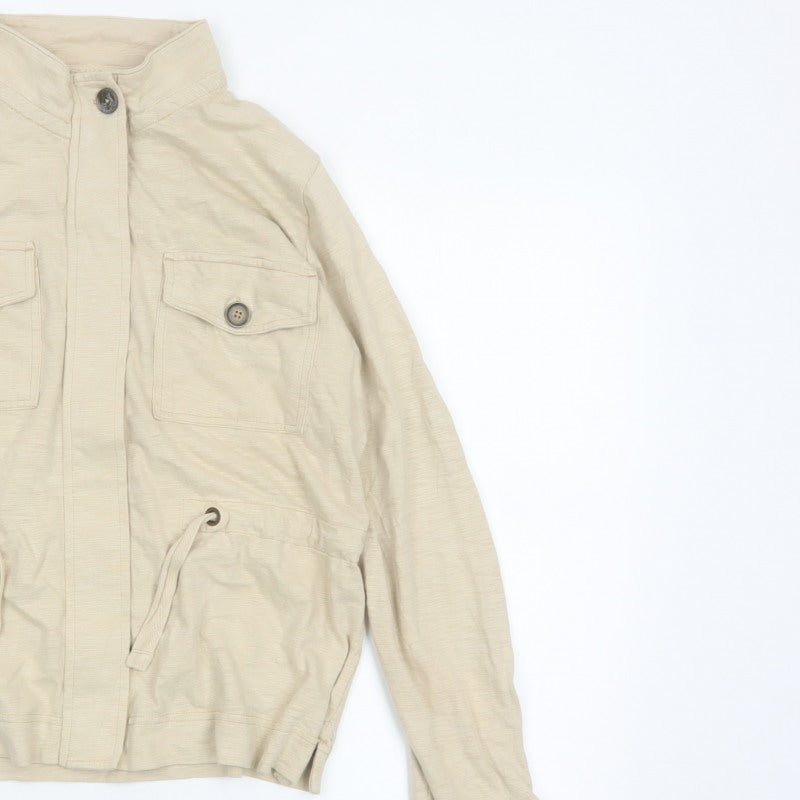 Next Women’s Beige UK 12 Military Jacket Cotton Drawstring