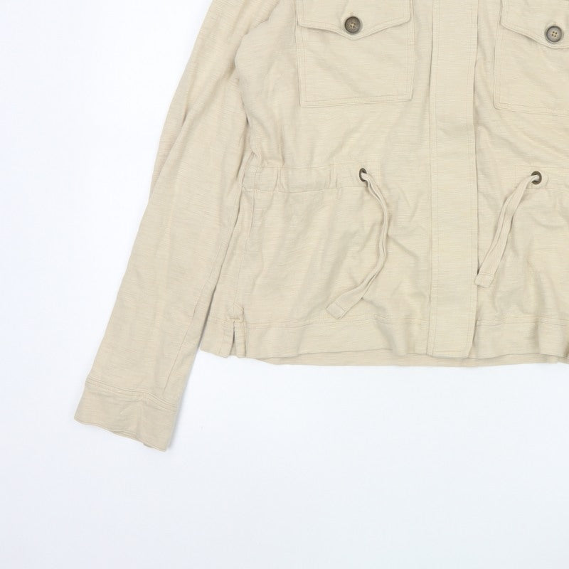 Next Women’s Beige UK 12 Military Jacket Cotton Drawstring