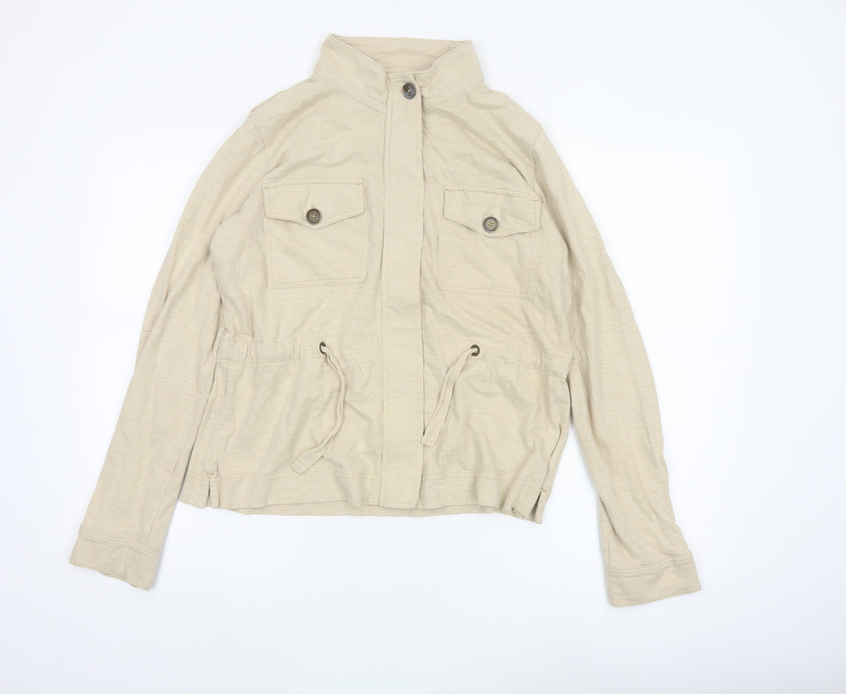 Next Women’s Beige UK 12 Military Jacket Cotton Drawstring
