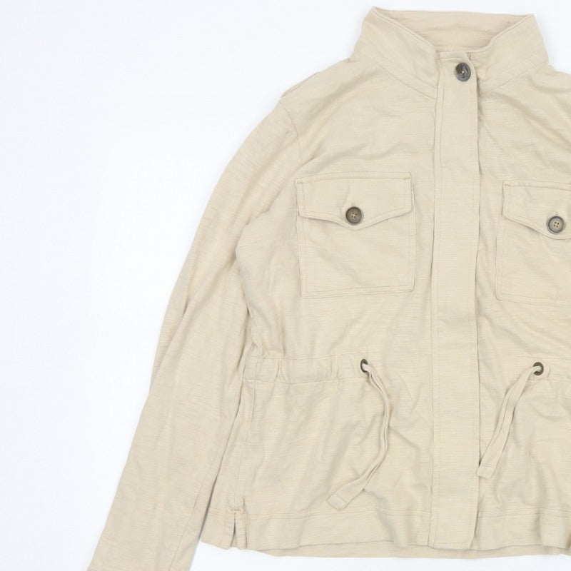 Next Women’s Beige UK 12 Military Jacket Cotton Drawstring