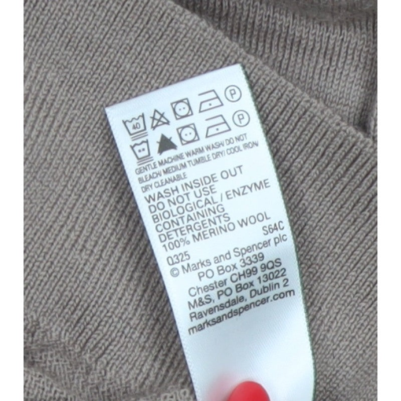 Autograph Mens Beige L Merino Wool 1/4 Zip High Neck Jumper