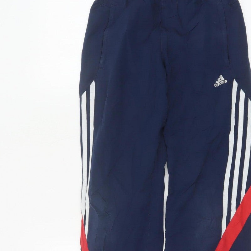 Adidas Boys Blue 9-10 Years Jogger Track Pants Lined Striped