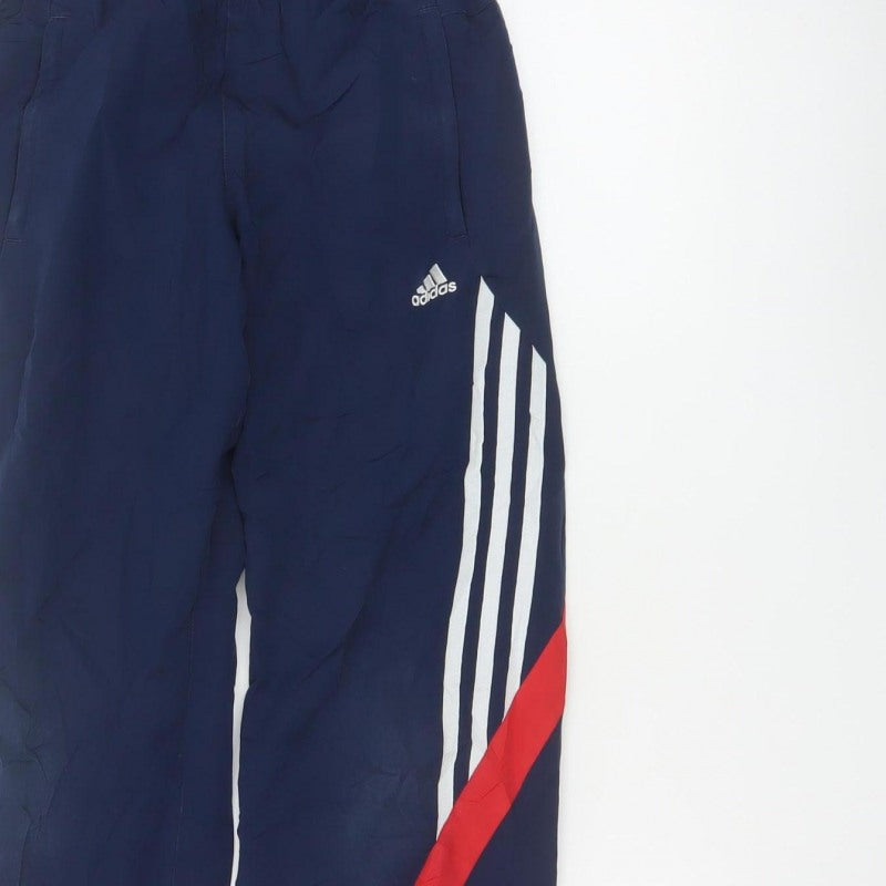 Adidas Boys Blue 9-10 Years Jogger Track Pants Lined Striped