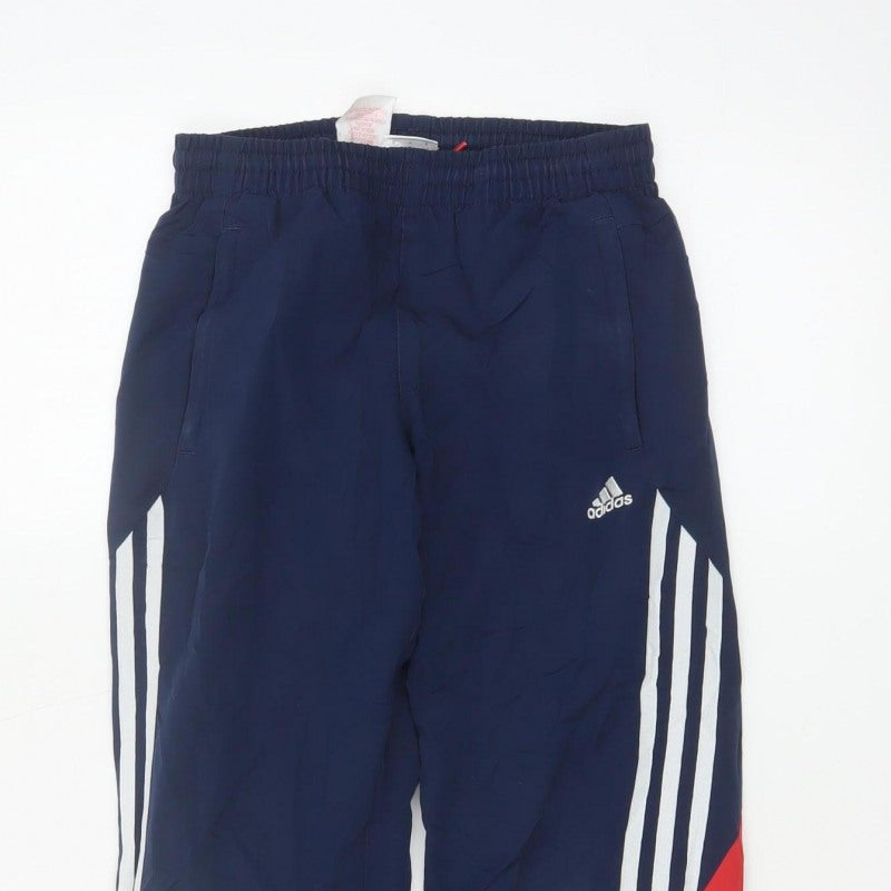 Adidas Boys Blue 9-10 Years Jogger Track Pants Lined Striped