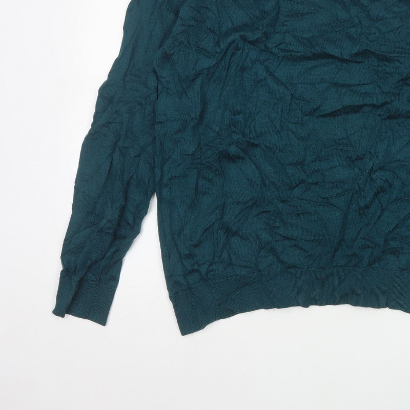 Autograph Men’s Green XL Merino Wool V-Neck Pullover Jumper