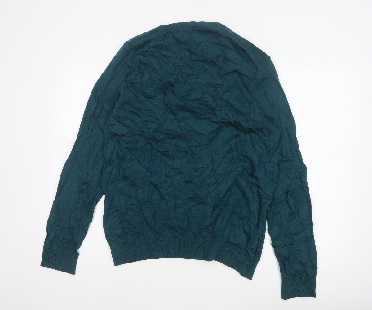 Autograph Men’s Green XL Merino Wool V-Neck Pullover Jumper