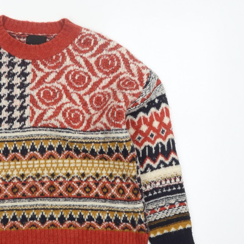 Desigual Women Multicoloured S Fair Isle Knit Crew Neck Pullover Jumper