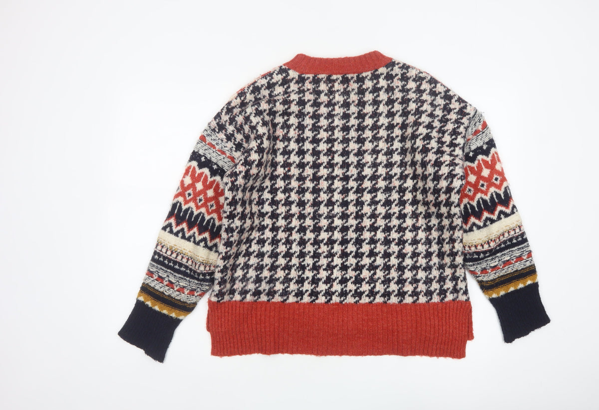 Desigual Women Multicoloured S Fair Isle Knit Crew Neck Pullover Jumper