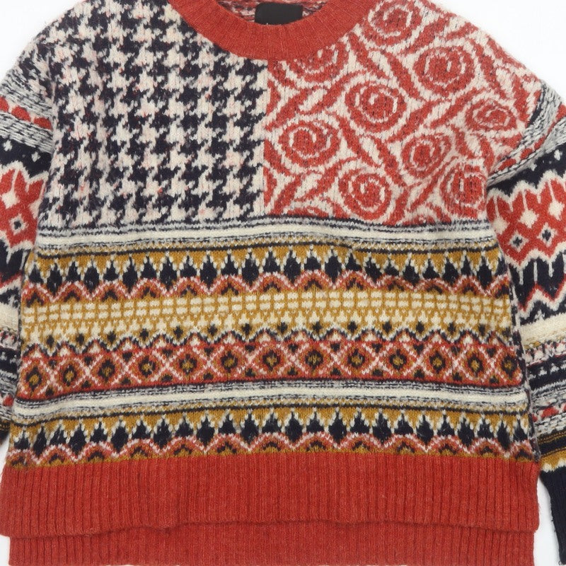 Desigual Women Multicoloured S Fair Isle Knit Crew Neck Pullover Jumper