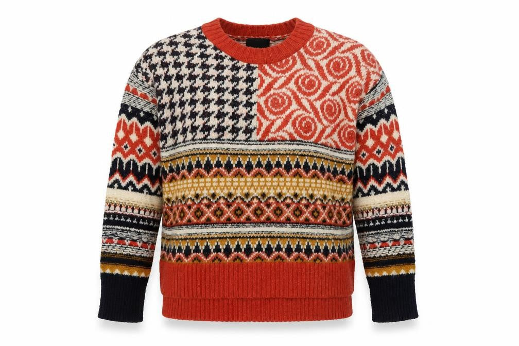 Desigual Women Multicoloured S Fair Isle Knit Crew Neck Pullover Jumper