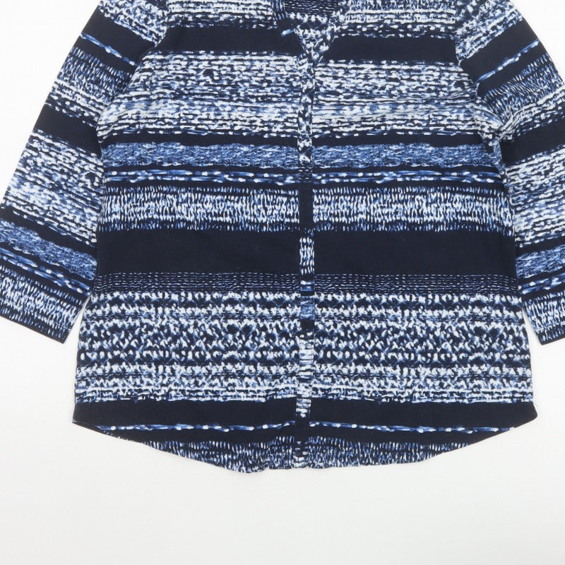 Dash Women’s Blue White Striped Button-Up Blouse UK 14 Long Sleeve