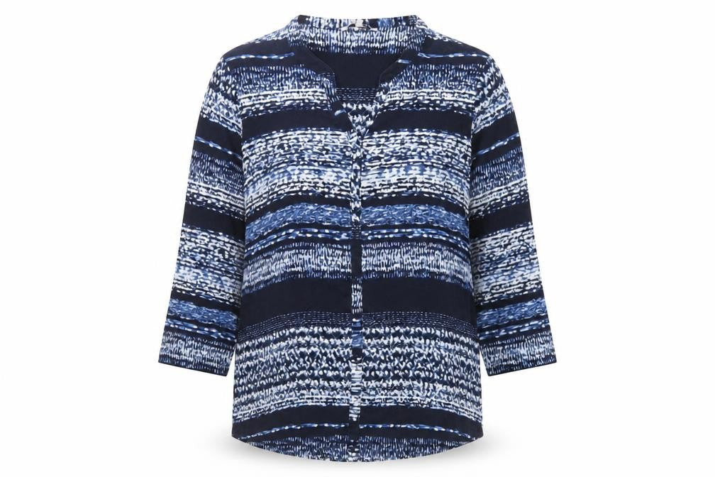 Dash Women’s Blue White Striped Button-Up Blouse UK 14 Long Sleeve
